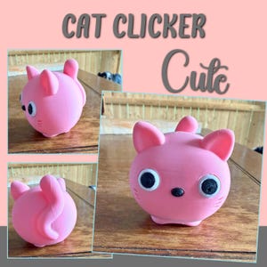 Fat Pink Cat Fidget Clicker – 3D Printed Keyboard Click Toy | Kawaii Desk Buddy with Satisfying Clicks