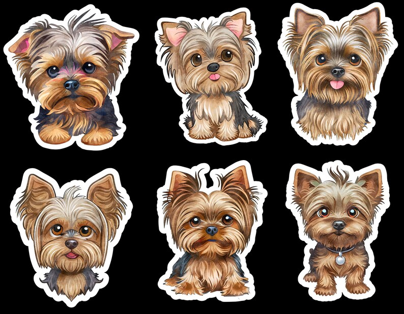 Yorkie Stickers Set of 24 Stickers Waterproof Sticker Etsy