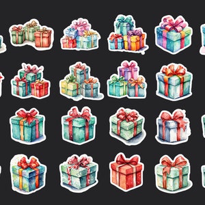 Christmas Present Stickers, Set of 24 Stickers, Christmas Stickers, Journal Sticker, Christmas Gift Stickers, Present Sticker, Xmas Presents