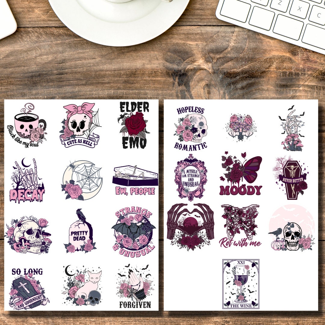 Gothic Sticker Sheets Goth Stickers Planner Stickers - Etsy