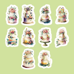 Wedding Cake Stickers, Set of 20 Stickers, Cake Sticker, Journal Sticker, Die Cut Stickers, Wedding Stickers, Floral Cake Stickers