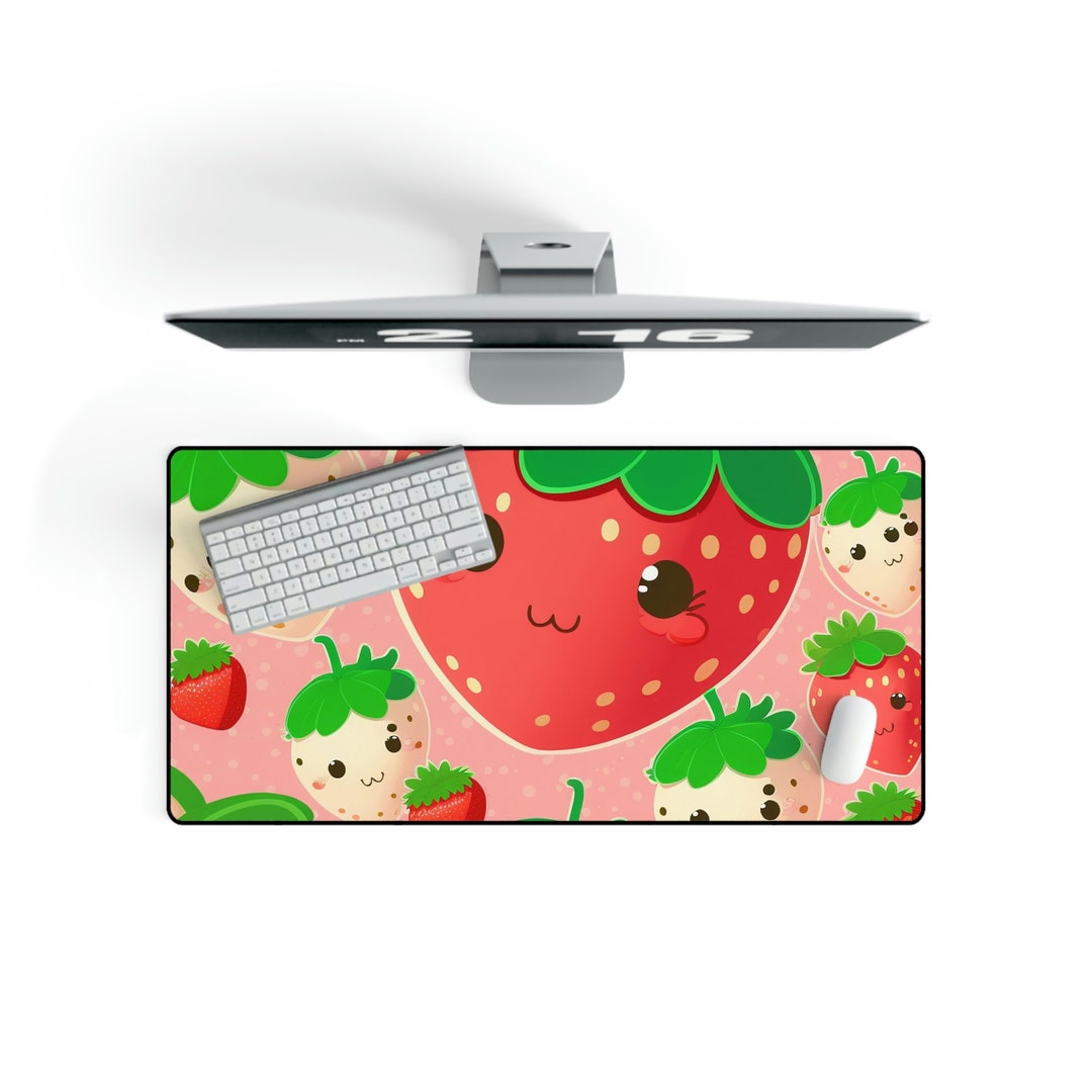 Strawberry Kawaii Dessert Desk Mat Fruit Desk Mat Whimsigoth Etsy