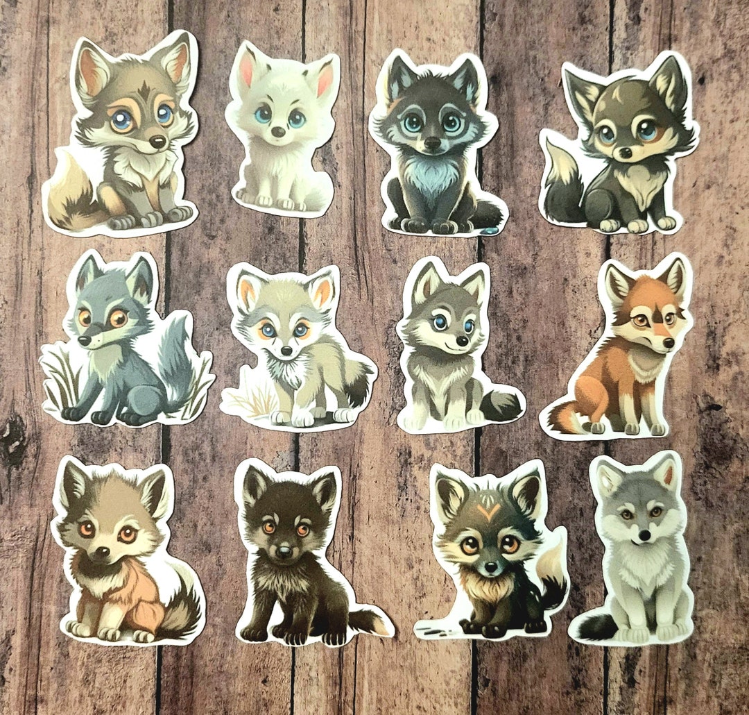 Baby Wolves Stickers, Set of 24 Stickers, Sticker, Journal Sticker, Die