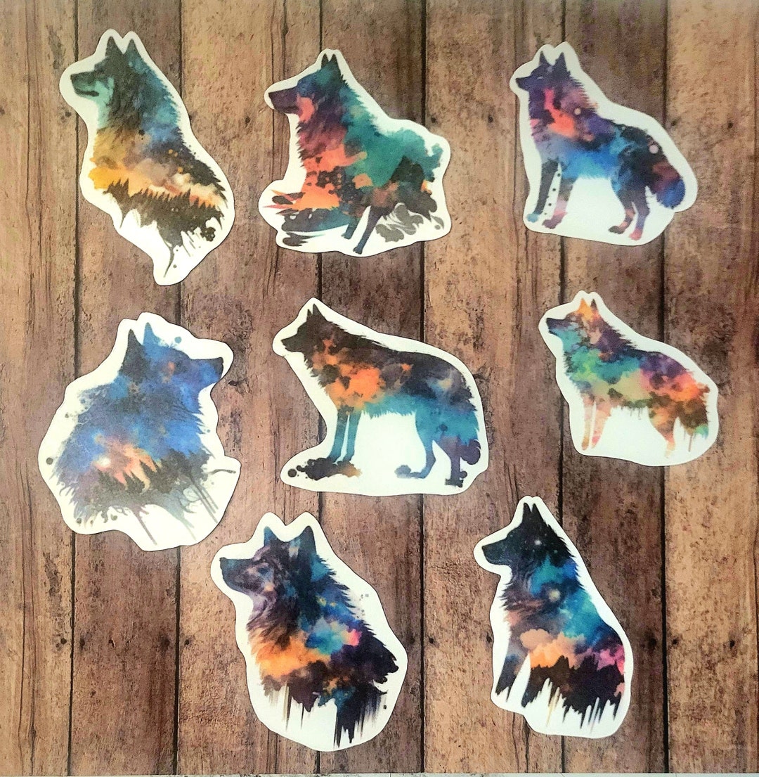 Galaxy Wolf Magnets, Set of 8 Magnets, Colorful Wolf Magnets, Aurora ...