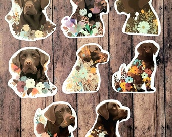 Chocolate Lab Dog, Set of 24 Stickers, Sticker, Dog Sticker, Die Cut Stickers, Watercolor Dog Sticker, Hunting Sticker, Labrador