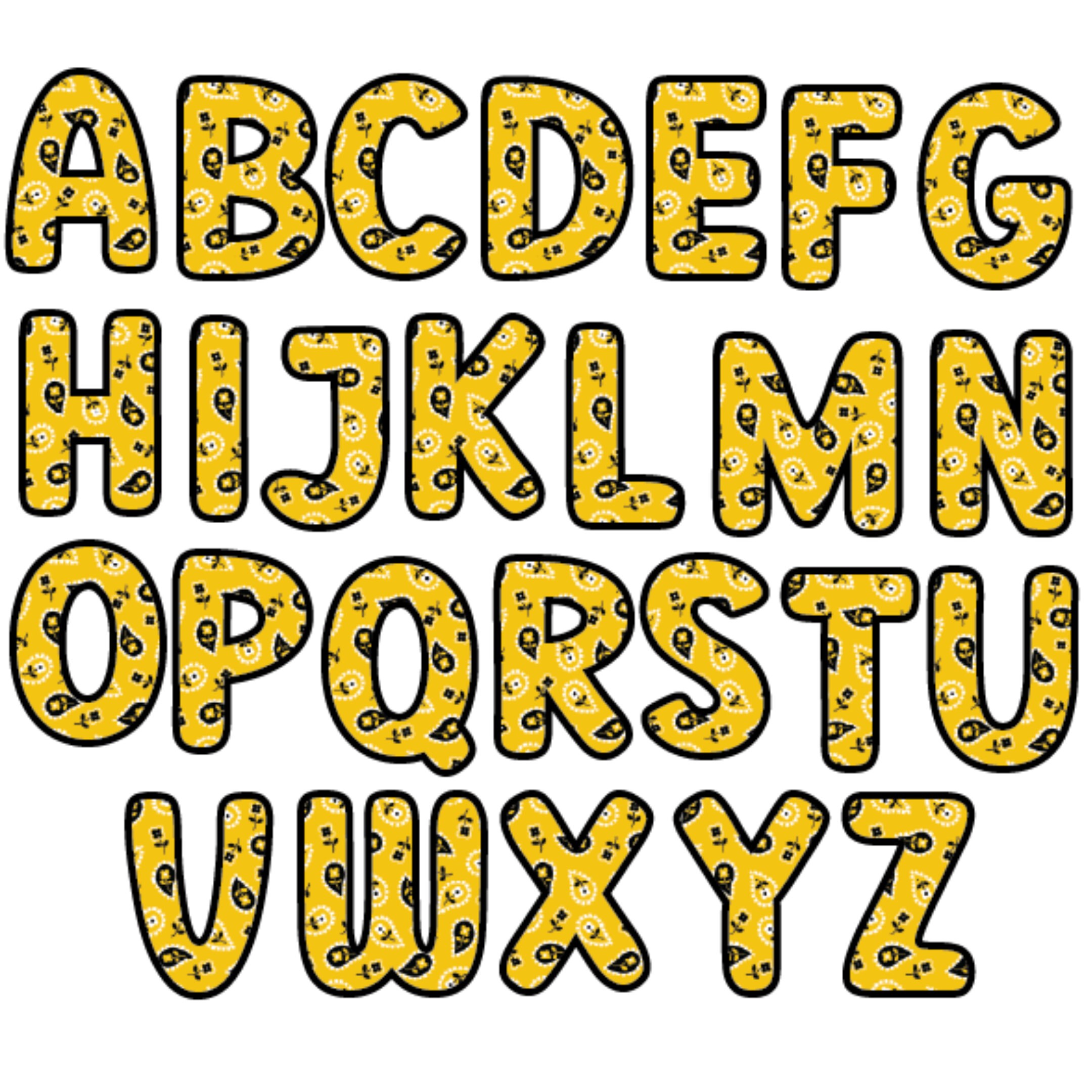Yellow Bandana Font, Bubble Letters PNG SVG (digital Download) - Etsy