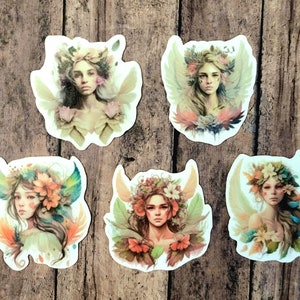 Earth Fairy Stickers, Set of 20 Stickers, Sticker, Journal Sticker, Die Cut Sticker, Whimsical Sticker, Fairy Stickers