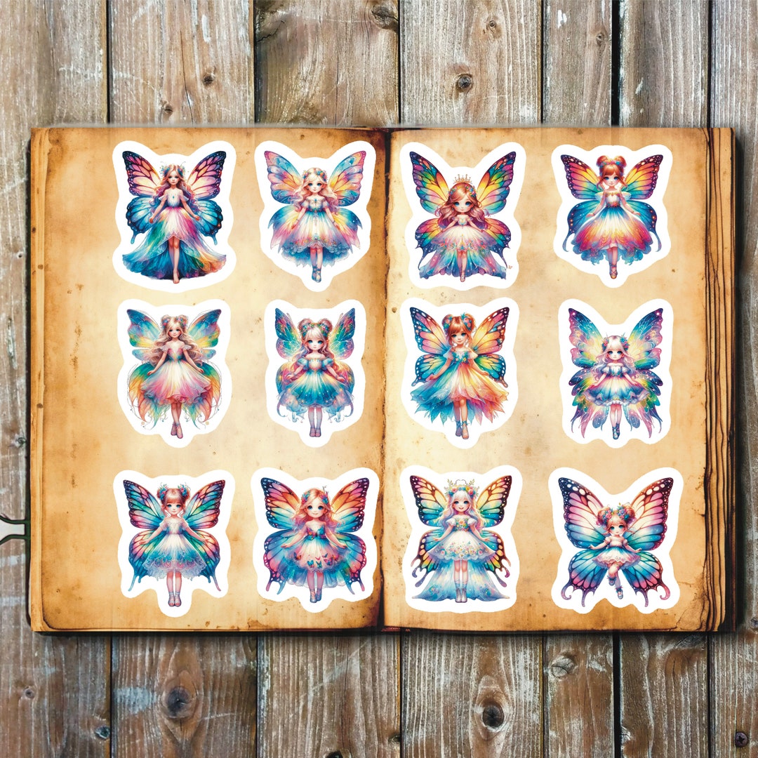 Beautiful Butterfly Fairy Stickers, Set of 24 Stickers, Fairy Sticker ...