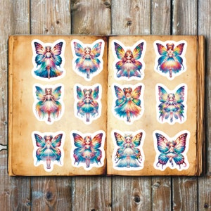Beautiful Butterfly Fairy Stickers, Set of 24 Stickers, Fairy Sticker, Butterfly Stickers, Colorful Fairy Stickers, Angelic Fairy Stickers
