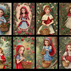 Red Riding Hood, Set of 24 Stickers, Sticker, Journal Sticker, Die Cut Stickers, Fairy Tale Stickers, Little Red Riding Hood