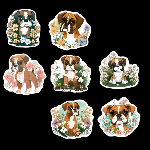 Boxer Dog, Set of 21 Stickers, Sticker, Journal Sticker, Die Cut Stickers, Watercolor Dog Sticker, Puppy Sticker, Boxer Dogs