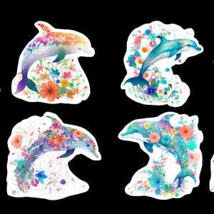 Dolphin, Set of 24 Sticker, Sticker, Journal Sticker, Die Cut Stickers, Watercolor Sticker, Dolphin, Porpoise, Dolphins Water