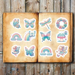 Pastel Rainbow Aesthetic  Stickers, Set of 24 Stickers, Rainbow Sticker. Butterfly Stickers, Butterflies, Pastel Butterfly Stickers