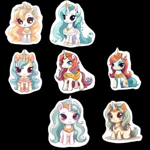 Horse Princess Stickers, Set of 21 Sticker, Sticker, Journal Sticker, Die Cut Sticker, Watercolor Sticker, Princess Pony Stickers, Unicorns