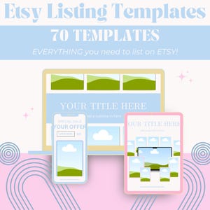 70 modèles d&#39;annonces Etsy modifiables pour Canva | Image de marque professionnelle et cohérente | Des fiches produits remarquables