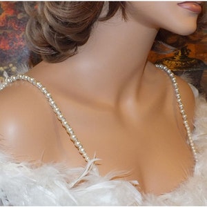 Imitation Pearl, Rhinestone and Silver metal Bra Strap - item # 1041