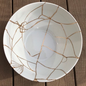 Large Kintsugi bowl with 30 plus breaks