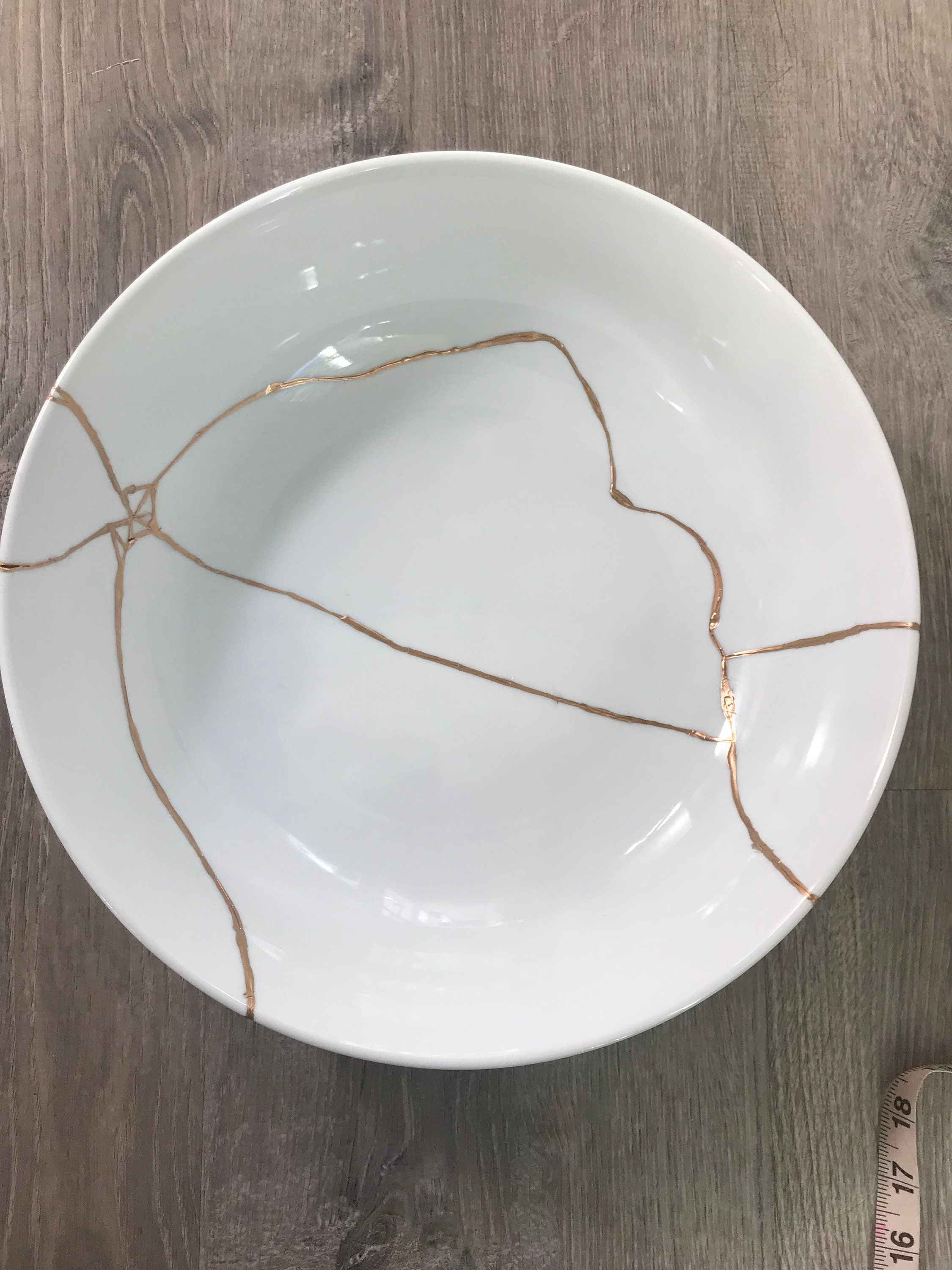 Large Kintsugi Decorative White Serving Bowl - Etsy
