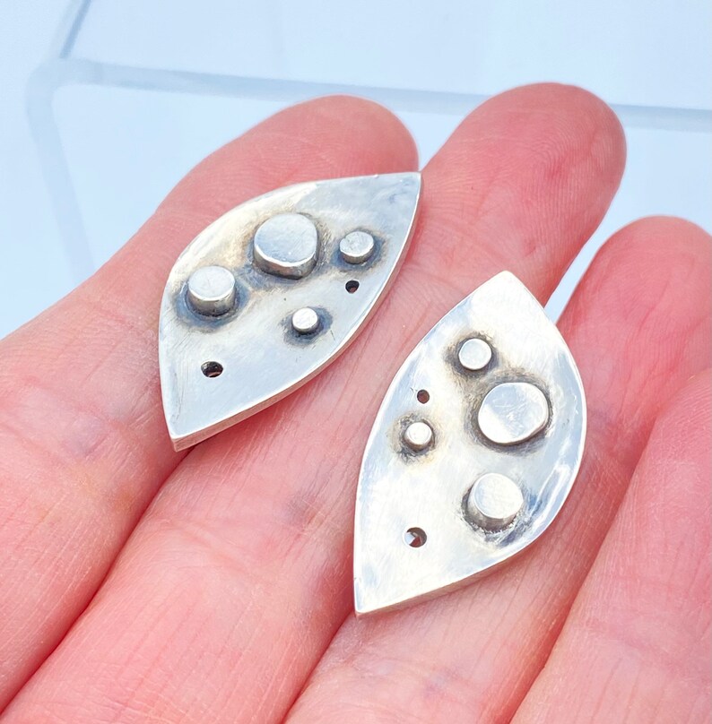 Mid Century sterling silver brutalist cufflinks