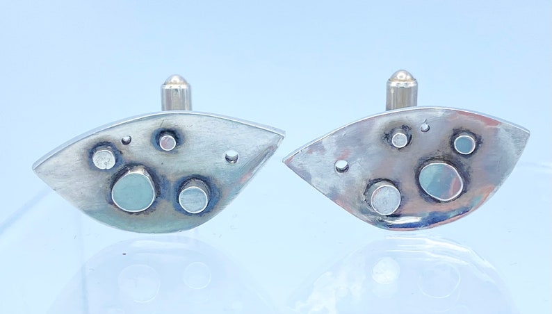 Mid Century sterling silver brutalist cufflinks