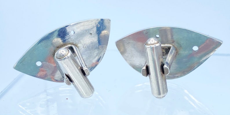 Mid Century sterling silver brutalist cufflinks