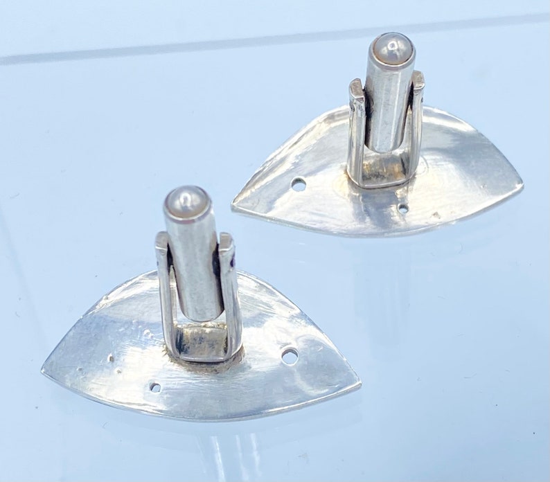 Mid Century sterling silver brutalist cufflinks