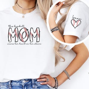 Custom Baseball Mom Shirt, Personalized Sports Mom Tee, Baseball Heart Name Shirt, Baseball Mama T-Shirt, Gift for Mom, Game Day Tee