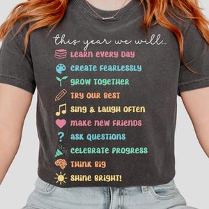 Learn Grow Be Kind Teacher Shirt, Inspirational Back to School Tee, Positive Classroom Culture Shirt, Teacher Gift, Motivational Teacher Tee