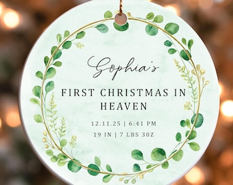 Baby First Christmas in Heaven, Baby Memorial Ornament, Infant Loss Ornament, Miscarriage Keepsake, Personalized Baby Loss Christmas Gift