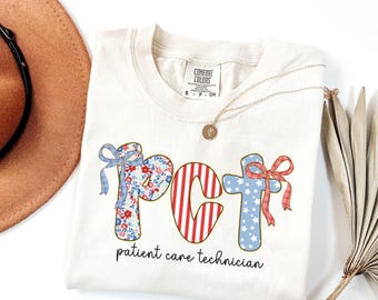 PCT 4th of July Shirt, Patient Care Technician Tee, Comfort Colors USA, Patriotic PCT Gift, Nurse Appreciation, American, Independence Day