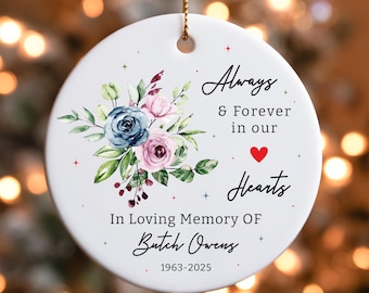 Personalized Memorial Ornament, In Loving Memory Keepsake, Custom Remembrance Christmas Ornament, Sympathy Gift for Loss of Loved One