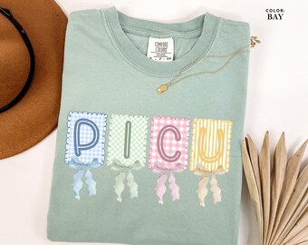 PICU Shirt, Pediatric Intensive Care Unit Bow Shirt, PICU Nurse Tee, Comfort Colors T-Shirt, Pediatric Nurse Gift