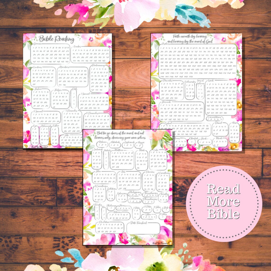 Floral Printable Church Planner Kit Bible Reading Plan, Prayer Requests ...