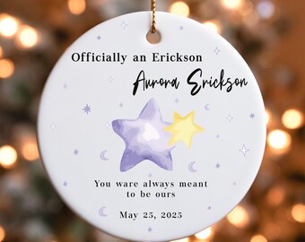 Adoption Ornament, Personalized Adoption Gift for New Parents, Gotcha Day Keepsake, Forever Family Christmas Ornament, Officially Adopted