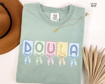 Doula Shirt, Doula Bow Shirt, Comfort Colors T-Shirt, Doula Gift, Childbirth Support Tee
