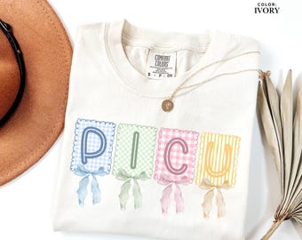 PICU Shirt, Pediatric Intensive Care Unit Bow Shirt, PICU Nurse Tee, Comfort Colors T-Shirt, Pediatric Nurse Gift