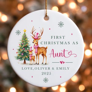 First Christmas as Aunt Ornament, Personalized Auntie Keepsake, Custom Ornament for New Aunt, Babys First Christmas Gift, Aunt Ornament