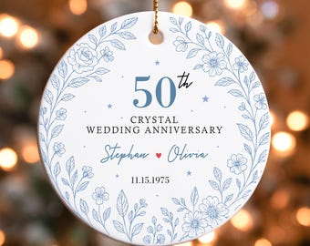 50th Anniversary Ornament, Personalized Golden Wedding Gift for Couple, 50 Year Anniversary Keepsake, Custom Ornament for Parents or Spouses