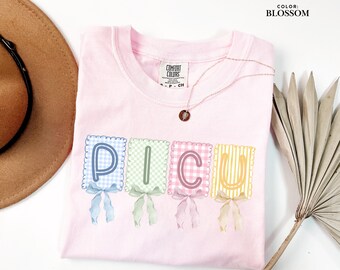 PICU Shirt, Pediatric Intensive Care Unit Bow Shirt, PICU Nurse Tee, Comfort Colors T-Shirt, Pediatric Nurse Gift