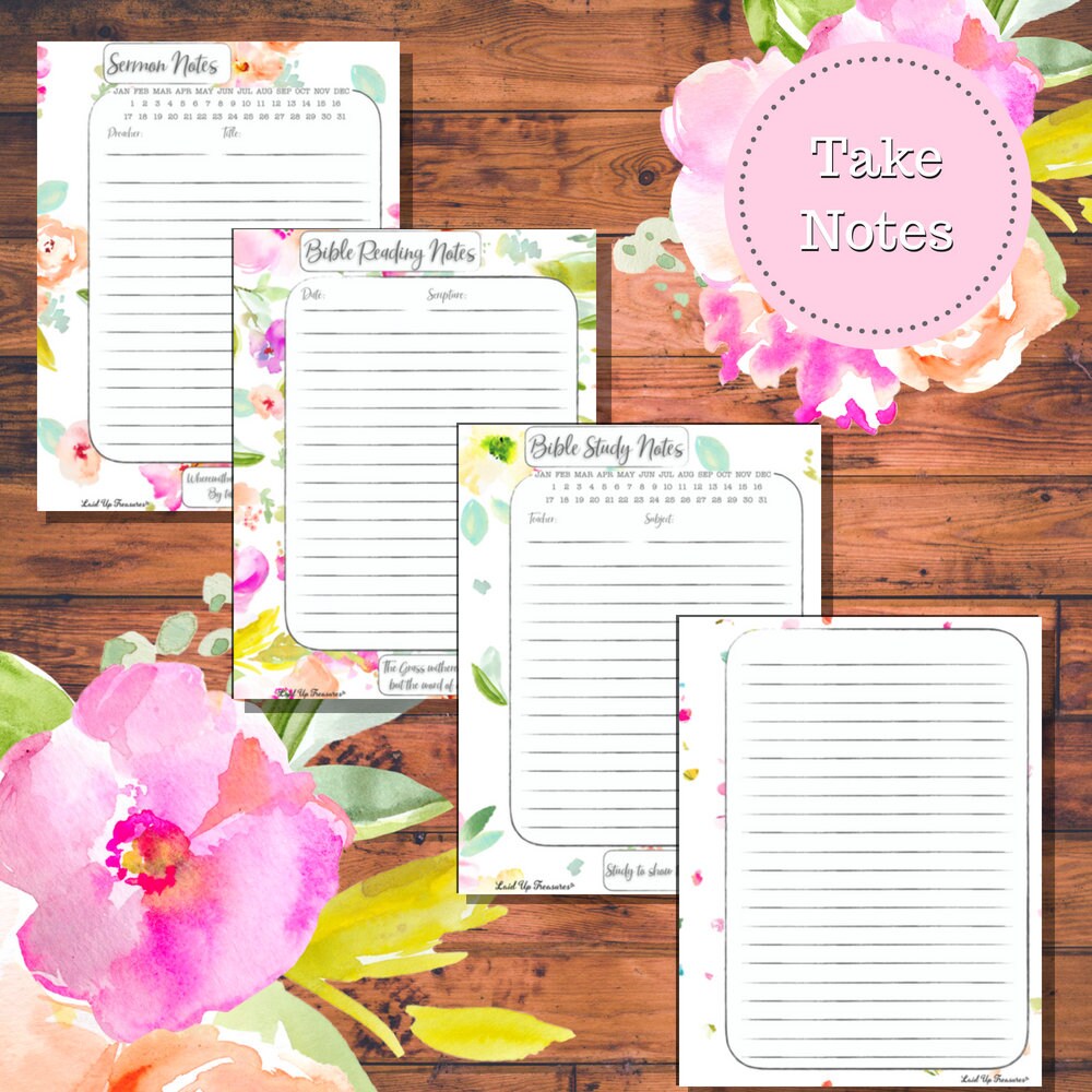 Floral Printable Church Planner Kit Bible Reading Plan - Etsy