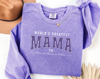 Personalized World's Greatest Mama Sweatshirt, Custom Mama Sweatshirt With Kids Names, Mother's Day Gift, Comfort Colors Mom Sweatshirt