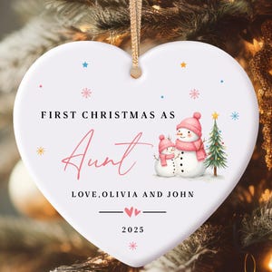 First Christmas as Aunt Ornament, Personalized Auntie Keepsake, Custom Ornament for New Aunt, Babys First Christmas Gift, Aunt Ornament