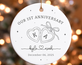 1st Anniversary Ornament, Personalized One Year Wedding Gift for Couple, Paper Anniversary Keepsake, Custom First Year Married Ornament