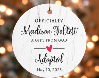 Adoption Ornament, Personalized Adoption Gift for New Parents, Gotcha Day Keepsake, Forever Family Christmas Ornament, Officially Adopted