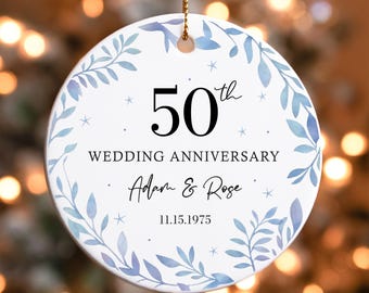 50th Anniversary Ornament, Personalized Golden Wedding Gift for Couple, 50 Year Anniversary Keepsake, Custom Ornament for Parents or Spouses