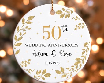 50th Anniversary Ornament, Personalized Golden Wedding Gift for Couple, 50 Year Anniversary Keepsake, Custom Ornament for Parents or Spouses