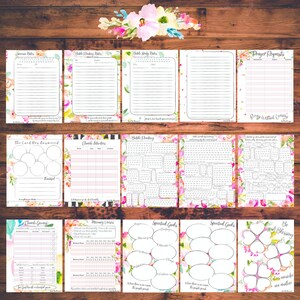 Floral Printable Church Planner Kit Bible Reading Plan, Prayer Requests ...