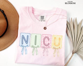 NICU Shirt, Neonatal Intensive Care Unit Bow Shirt, NICU Nurse Tee, Comfort Colors T-Shirt, Neonatal Nurse Gift
