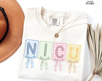 NICU Shirt, Neonatal Intensive Care Unit Bow Shirt, NICU Nurse Tee, Comfort Colors T-Shirt, Neonatal Nurse Gift