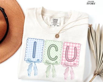 ICU Shirt, Intensive Care Unit Bow Shirt, ICU Nurse Tee, Comfort Colors T-Shirt, Critical Care Nursing Gift